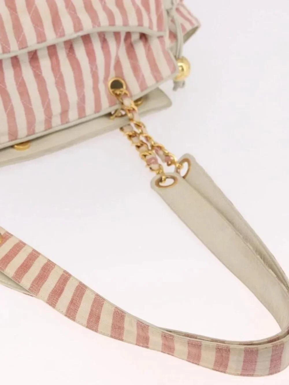 CHANEL Matelasse Shoulder Bag Canvas Pink Gold CC Auth 189308